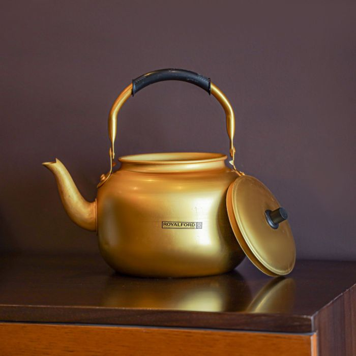Royalford 6.0L Golden-Finish Aluminum Tea Kettle- RF10770| Rust And Corrosion Resistant Body With Comfortable And Anti-Scald Handle| Induction Compatible| Perfect For Indoor And Outdoor Use| Golden