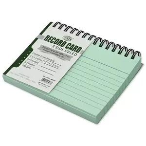 FIS Ruled Record Card 180 GSM 5X3 Inch Double Loop Spiral 50 Sheets Green -FSIC53-180SPGR