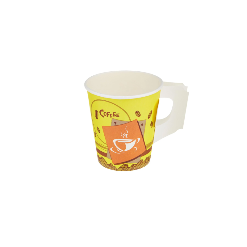 7 Oz Printed Single Wall Paper Cups With Handle