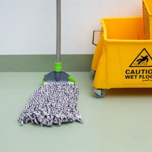 Royalford Dual Colour Cotton Mop Pvc Coated Wooden Handle - Multicolour
