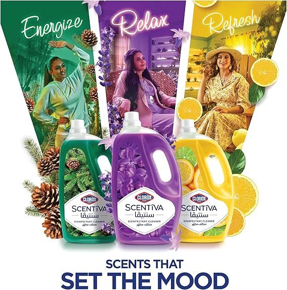 Clorox Scentiva Disinfectant Floor Cleaner 1.5L, Mediterranean Pine Forest, Kills 99.9% of Viruses and Bacteria, Bleach Free