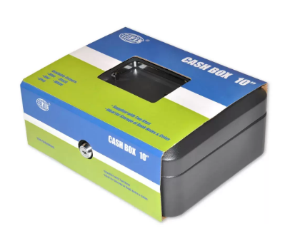 FIS Cash Box with Key 10 Inch, Matt Finish Black Color - FSCPTS0025BK