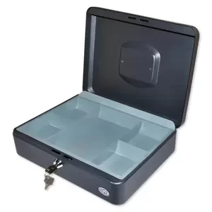 FIS Cash Box with Key 12 Inch, Matt Finish Black Color - FSCPTS0019BK