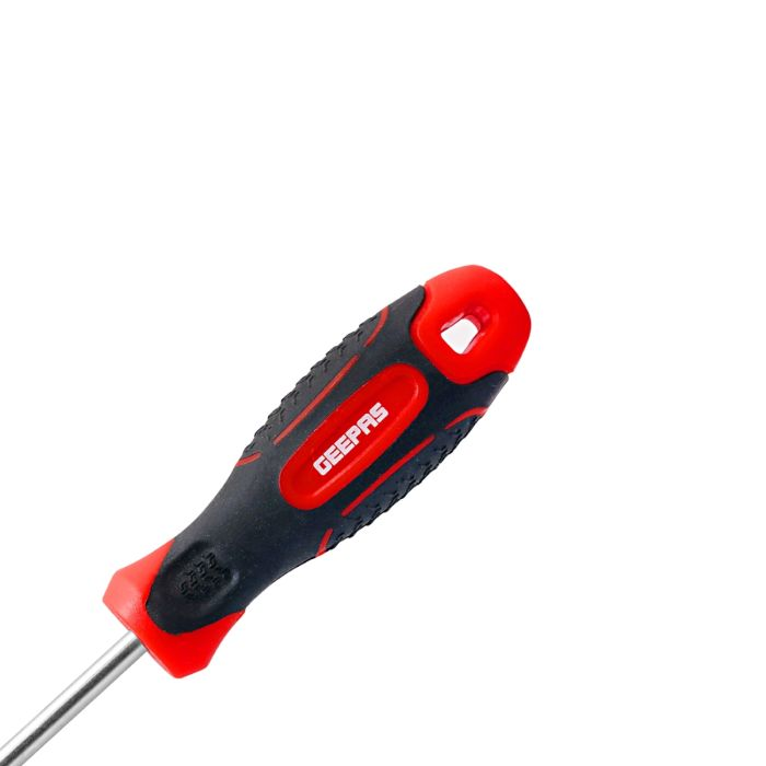 Geepas Precision Screwdriver - Slotted Screwdriver With Soft Grip Rubber Insulated Ergonomic Handle - CR-V Build, Magnetic Tip And Hanging Hole For Easy Carry - Bicolored Red/Black - (SL 5x100mm)