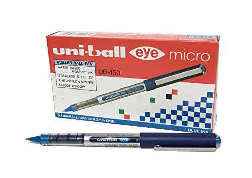 Uni-Ball UB-150 Eye Rollerball Pen Micro 0.5mm Blue (Pack of 12)