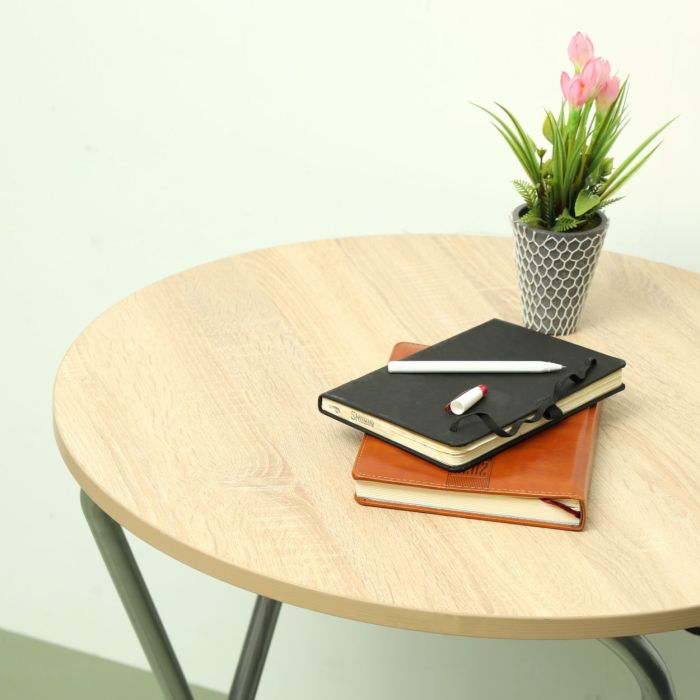 Round Table, 90cm Sonoma Design Portable Table, RF10990 | Round Kitchen Dining Table | Modern Small Coffee Table Living Room Accent Table With Metal Legs