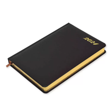 FIS A5 Diary 2024 (English) Golden Bonded Leather, Burgundy - FSDI26EGB24BU