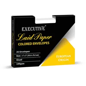 FIS Pack of 25 FIS Executive Laid Paper Envelopes, 100 GSM, Size 4 X 3 Inch, Glued, Color Moon White
