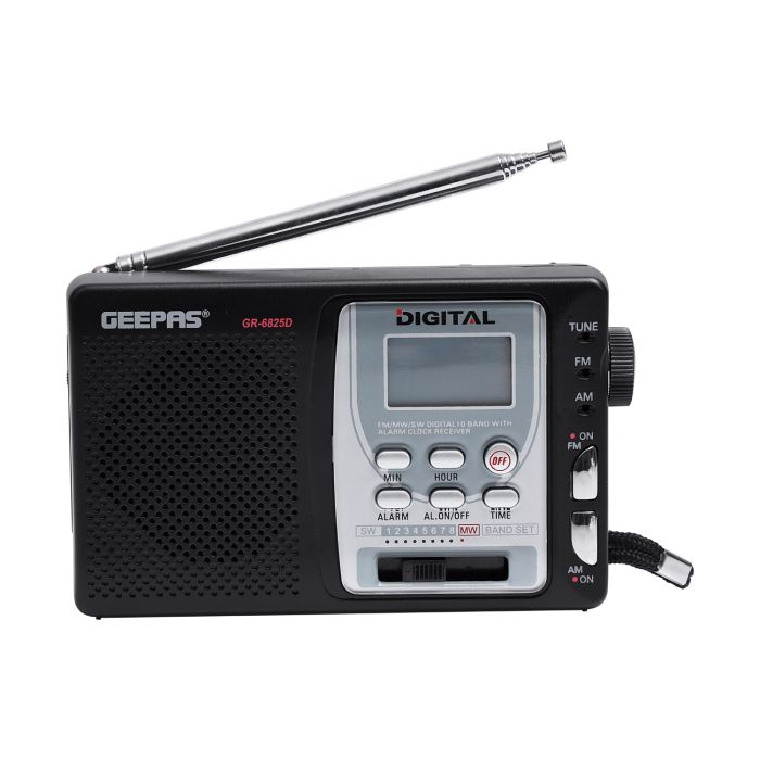 Geepas Digital Receiver/ Radio - FM/AM Radio With 2 Headphone Socket | Enhanced Portable & Timer Auto Start, Digital Display With High Sensitivity Sound | Ideal For Indoor And Outdoor Use