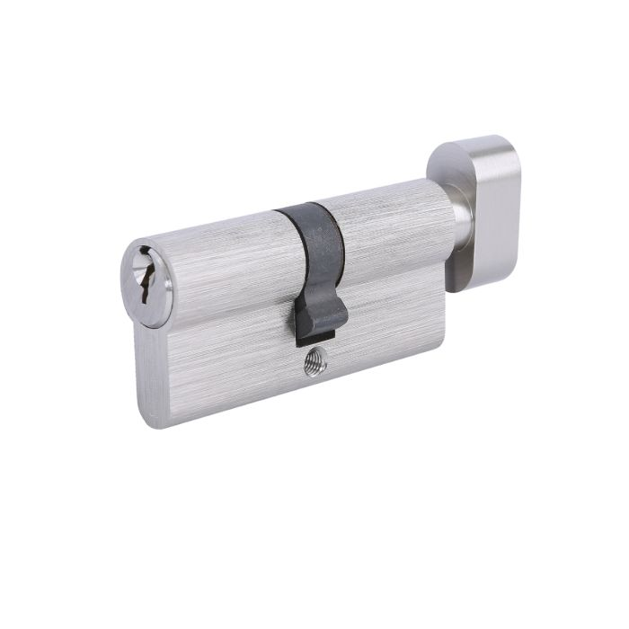 Geepas Single Cylinder Lock - Euro Profile Cylinder And Thumbturn Door Lock Barrel - Brass & Nickel | Replacement Thumb-Turn Lock Barrel - Drill Resistant | Years Warranty