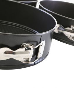 Royalford 3Pcs Spring Form Baking Tray - Aluminium - Black