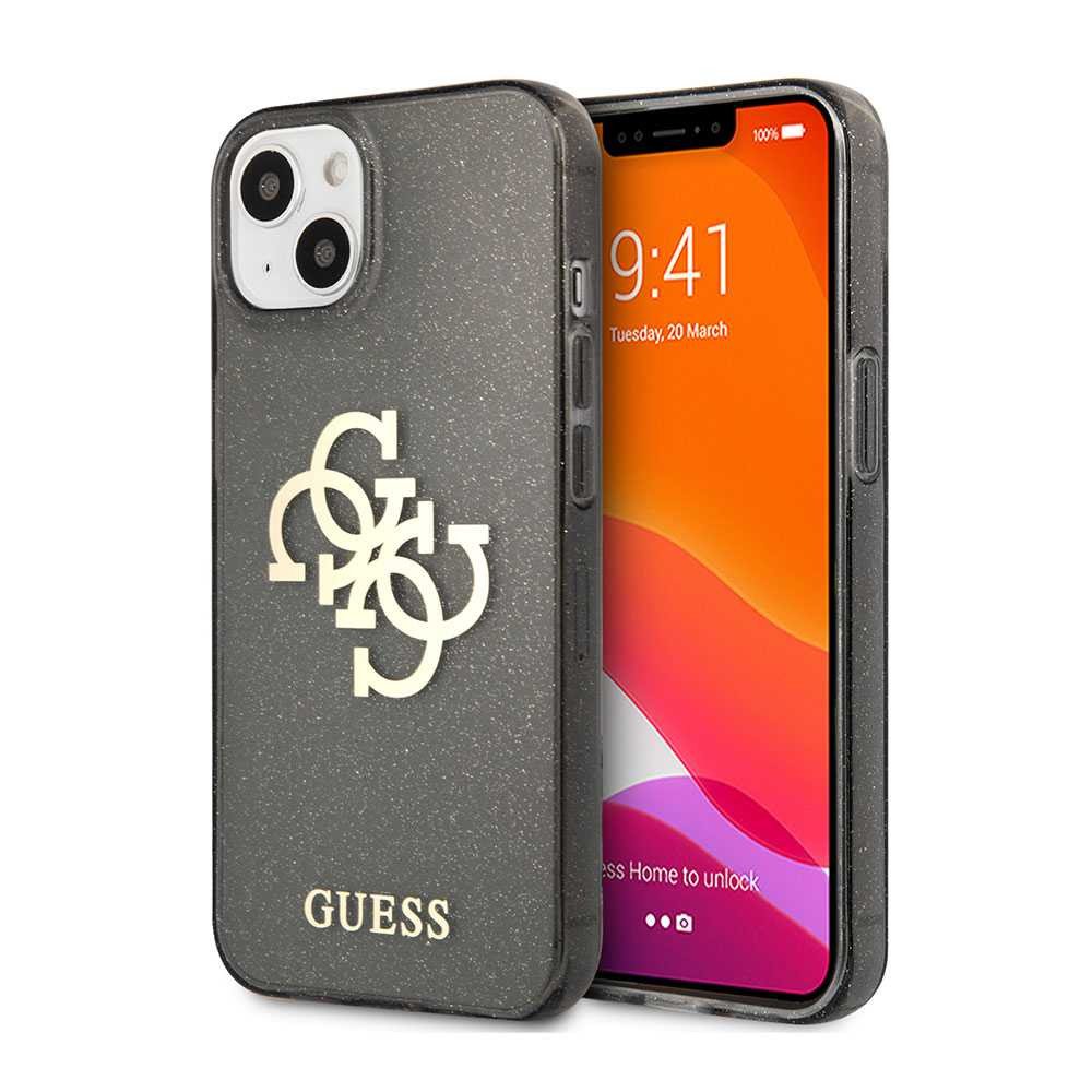 Guess TPU Full Glitter Cases 4G Logo For iPhone 13 (6.1") - Black