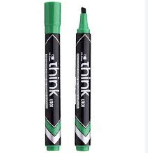 Deli Think Permanent Marker U101, 1.5-5mm Chisel, Green (12Pcs/Pack )