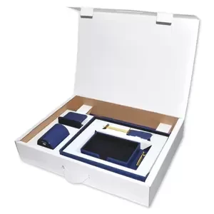 6-Piece FIS Executive Desk Set Italian PU, Blue - FSDS181BL