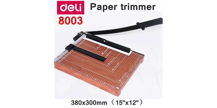 Deli 8003 Paper Cutter Trimmer Guillotine - Wooden Base (380mmX300mm) 15inches x 12inches