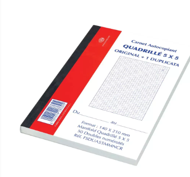 12-Piece FIS French Duplicate Books, NCR Paper (50 Sets) 5mm Square, Original with 1 Duplicate, A6 Size - FSDUA65MMNCR