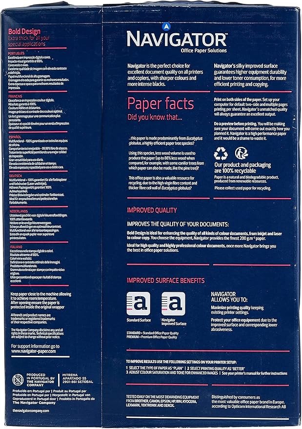 Navigator A4 Paper 200gsm Silky Touch Ultra-Bright White 150 Sheets