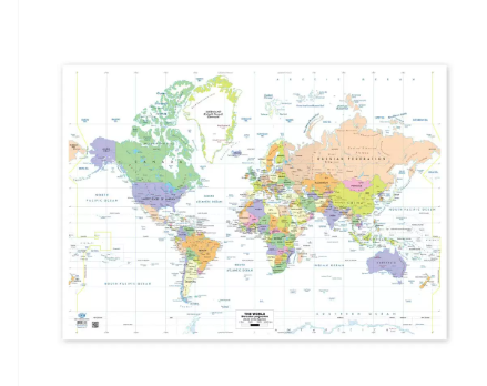 FIS "WORLD" Wall Map with Glossy Lamination (Political), English Language, Size 50x70cm, Printed in Multicolour - FSMA50X70EPN