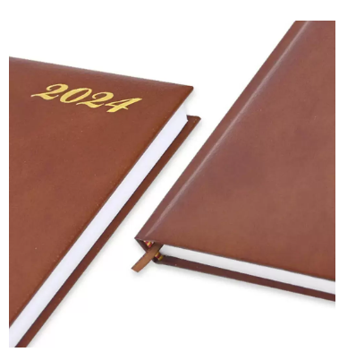 FIS Bonded Leather Diary 2024 (English) Brown, A4 - FSDI40EBW24BR