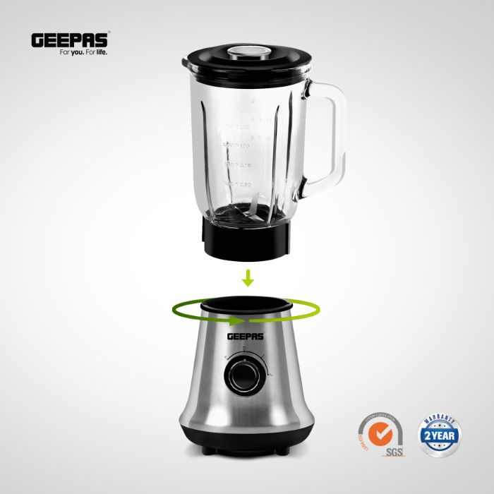 GSB44023UK 700W Glass Jug Food Blender Smoothie Maker | Stainless Steel Cutting Blades, 3 Speed Control With Pulse & 1.5L Glass Jar | Powerful Copper Motor Jug Blender & Ice Crusher