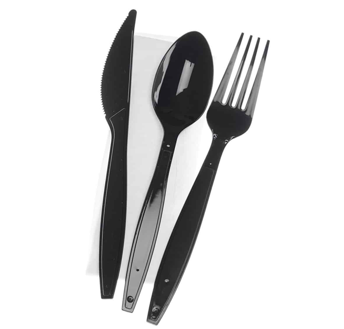 Medium Duty Black Cutlery Set (Spoon/Fork/Knife/Napkin) 500 Pieces