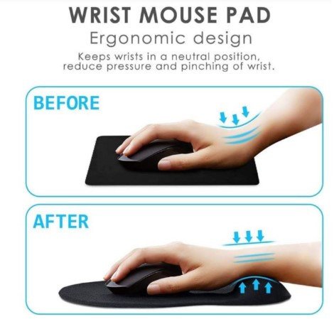 Mouse Pad With Gel Wrist Support For Computer, Laptop And Gaming, G-01 Black