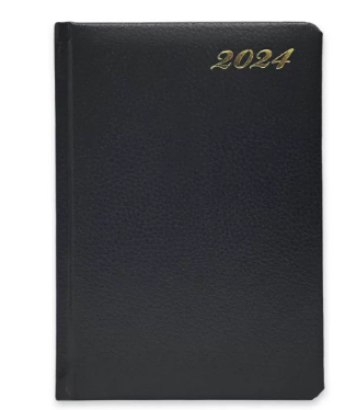 FIS 2024 International Golden A5 7-Languages Bonded Leather Diary Black - FSDI136-7BG24BK