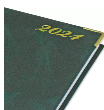 FIS A4 Diary 2024 English (Golden Corners) Green - FSDI42E24GR