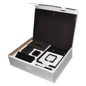 9-Piece FIS Executive Desk Set Italian PU, Cream - FSDS172CR