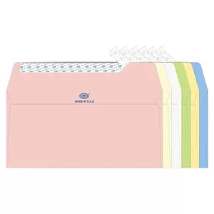FIS Executive Laid Paper Envelopes Peel & Seal, Pack of 25 Pcs. 6 Assorted Colors, 115 x 225 mm Size, 100 GSM - FSEE1019PB625