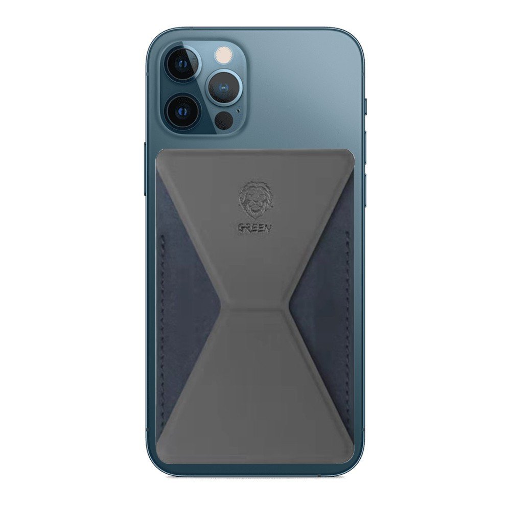 Green Premium Leather Phone Stand - Gray