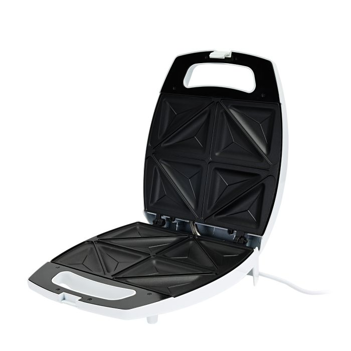 Geepas 1100W 4 Slice Sandwich Maker - Cooks Delicious Crispy Sandwiches - Cool Touch Handle, Automatic Temperature Control And Non-Stick Plate - Breakfast Sandwiches & Cheese Snack - 2 Years Warranty