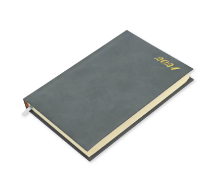 FIS A5 Bonded Leather Russian Diary 2024 (Russian/English) Grey - FSDIRUB0124GY
