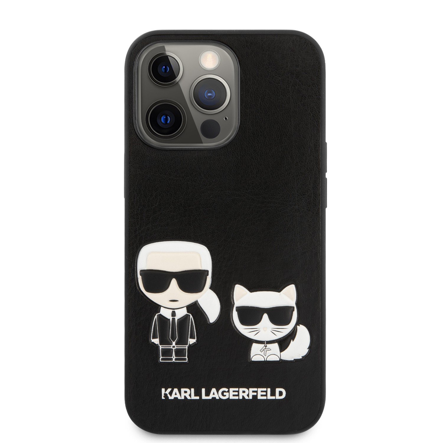 Karl Lagerfeld PU Leather Case Karl & Choupette Bodies Embossed For iPhone 13 Pro (6.1") - Black