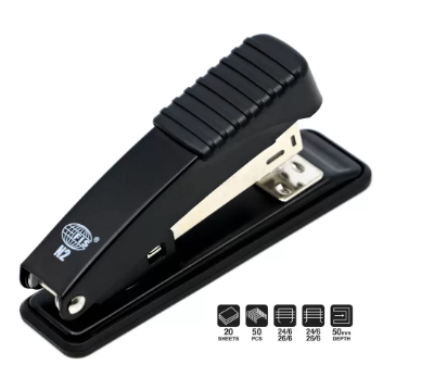 FIS Metal Office Stapler with Max Capacity 50 Staple Pins, Full Strip No. 24/6&26/6 mm, depth 50 mm, 20 Sheets,Black -FSSFN2BK