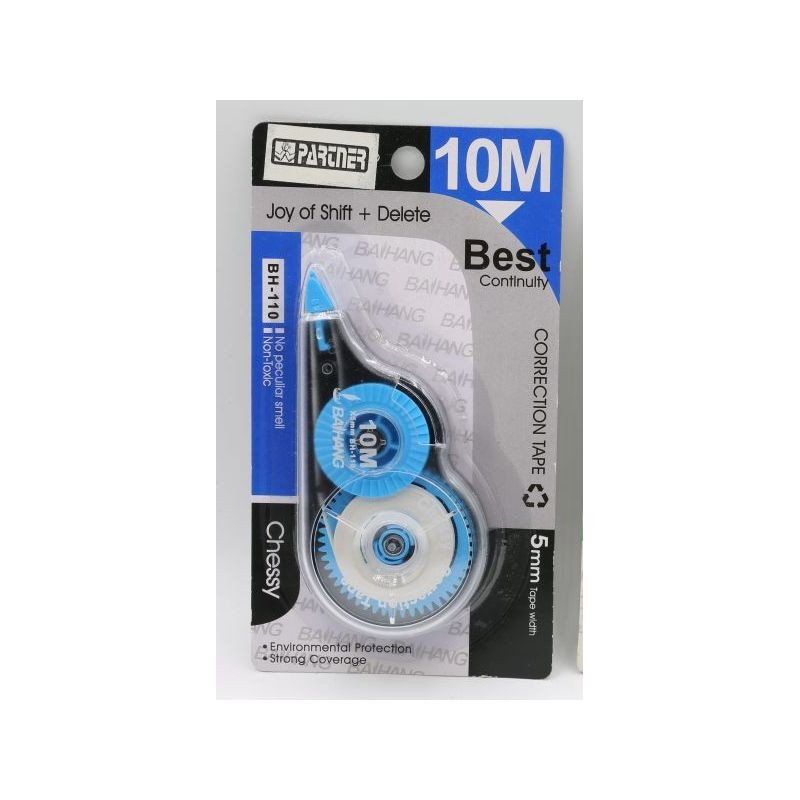 Partner Correction Tape With 10 Meter Length Assorted Colours