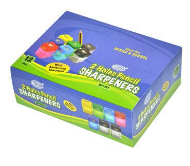 FIS Pencil Sharpeners 2 Holes, Square Shape, Pack of 12 Pieces - FSSP1351
