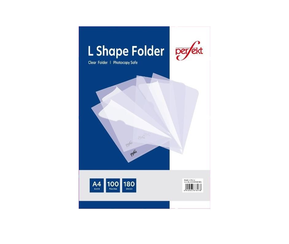 Perfekt L Shape Folder A4 180 Micron Pack/100