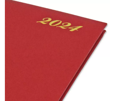 FIS Executive Diary 2024 English/French (1-Week at a glance) Vinyl, 1-Side Padded, Cover, Red - FSDI34E24RE