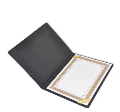FIS A4 Certificate Folder Italian PU 1-Side Padded Cover, Black - FSCLCHPUBKD4