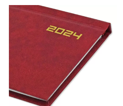 Fis 2024 Slim English Diary Vinyl Hard Cover Maroon -FSDI51E24MR