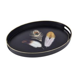 Royalford Oval Serving Tray - Plastic - Black