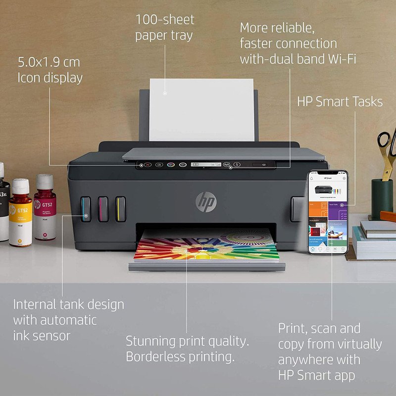 HP Smart Tank 515 Wireless All-in-One Printer, 1TJ09A, Black