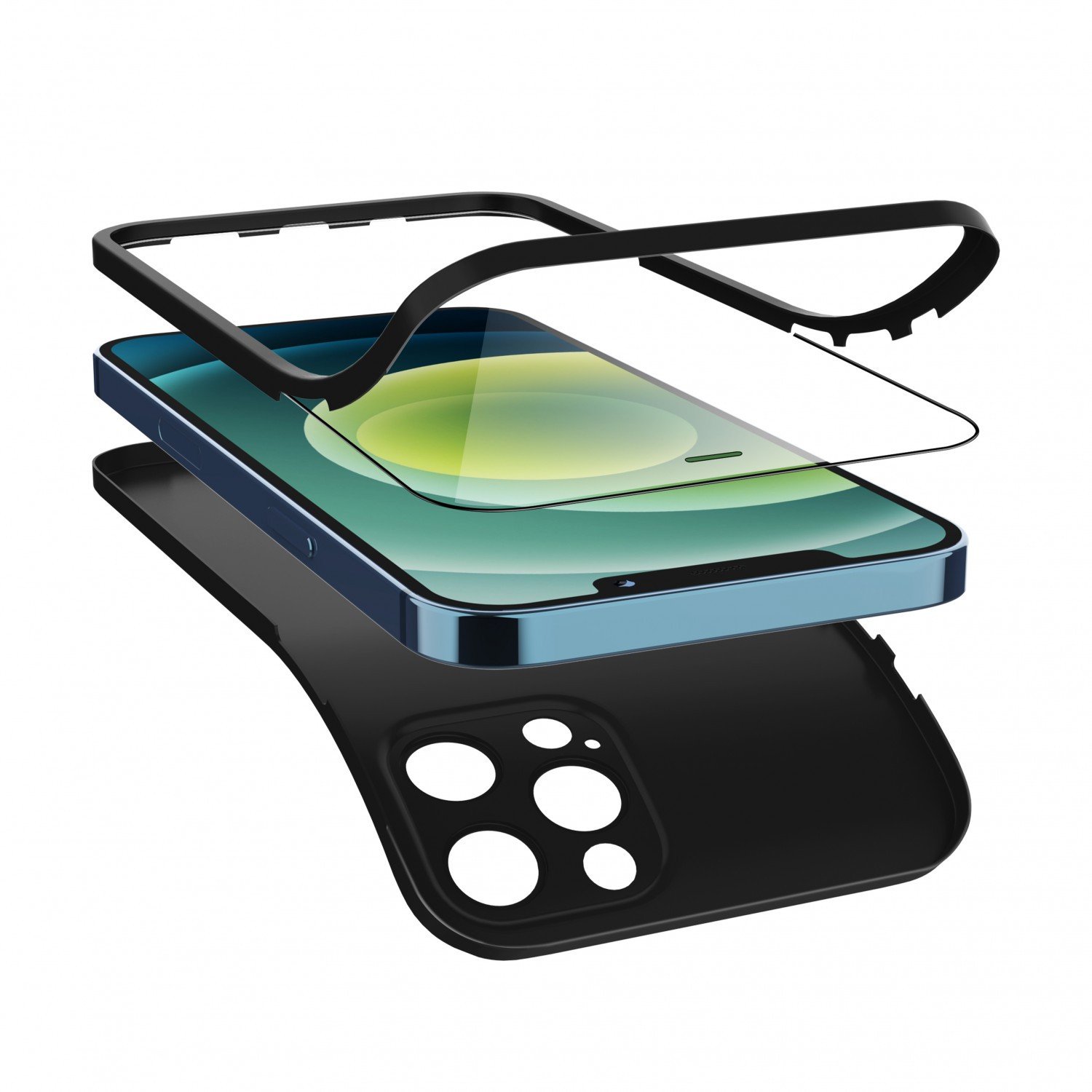 Green 360° Carcasa Privacy Pro Glass + PC Case for iPhone 12 Pro Max ( 6.7 " ) - Black