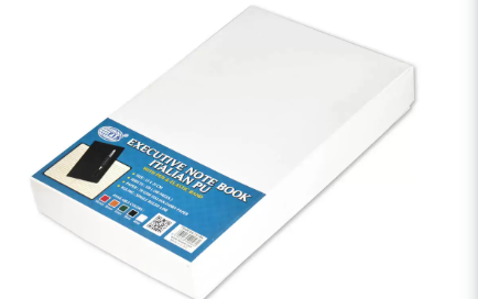 120-Sheets FIS Executive Notebook Single Line 13x21cm, Italian PU with Pen, Black - FSNBEXSL1321BK