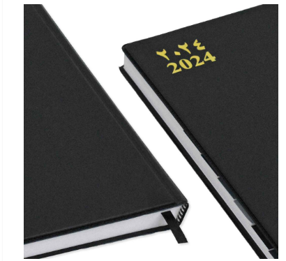 FIS 2024 Agenda Diary Arabic/English Right Side Opening with 12 Months Index, PVC Hard Cover Black - FSDI63AER24BK