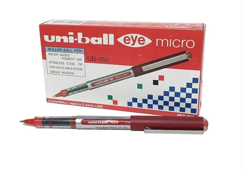 Uni-Ball UB-150 Eye Rollerball Pen Micro 0.5mm Red (Pack of 12)