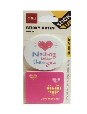 DELI FANCY STICKY NOTE WHITE AND PINK 30X2SHEETS