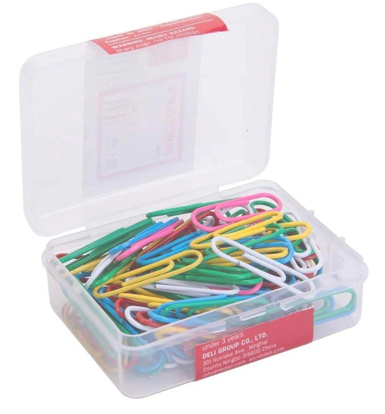 Deli E0024 Color Paper Clips, 29mm, Pkt/100pc-Assorted Colors