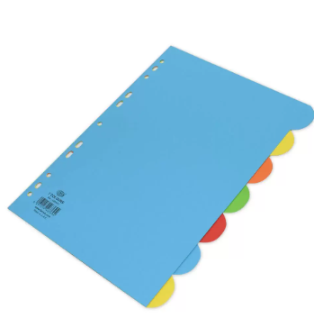 FIS Color Card Divider with Round Index 160 gsm, 7 Colors Plain, A4 (210 x 297 mm) - FSDVR7